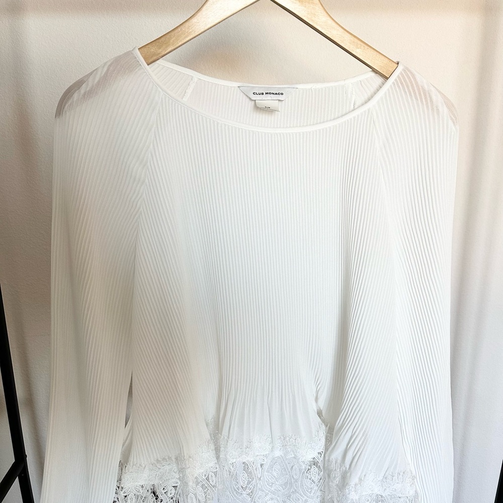 Club Monaco White Long Sleeve Relaxed Blouse